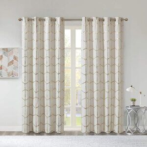 ✨ HOMEIDEAS Blackout Curtains | Ivory & Gold | 50x84 | Set of 2